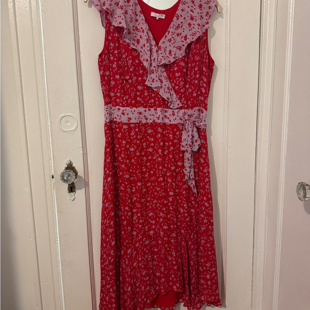 Parker Faux Wrap Floral Flutter Sleeve Dress